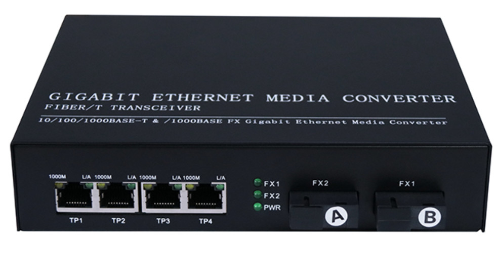 Bộ chuyển đổi quang học IP30 QoS SNMP 10/100/1000 Gigabit 4 Rj45 1,25Gbps