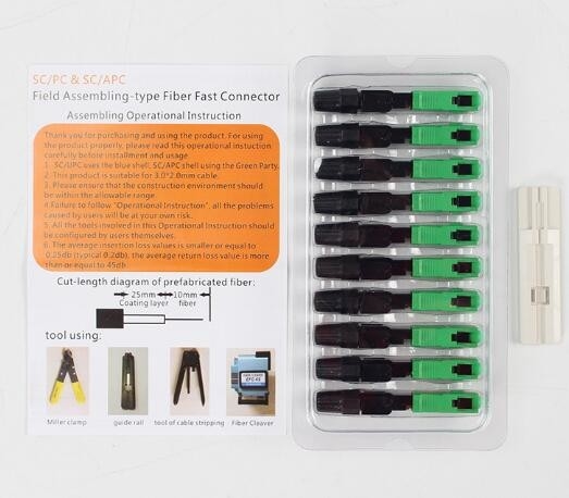 Khuôn đơn nhúng SC APC Bộ kết nối nhanh Chèn mất 0,3DB Kiểu đánh bóng